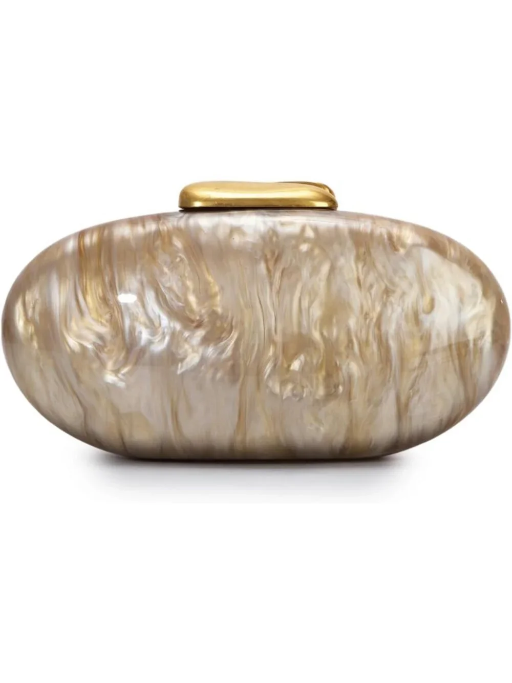 Women's Coffee Acrylic Shell Clutch Purse Oval Seashell Wedding Evening Bag